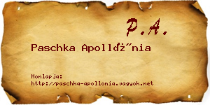 Paschka Apollónia névjegykártya